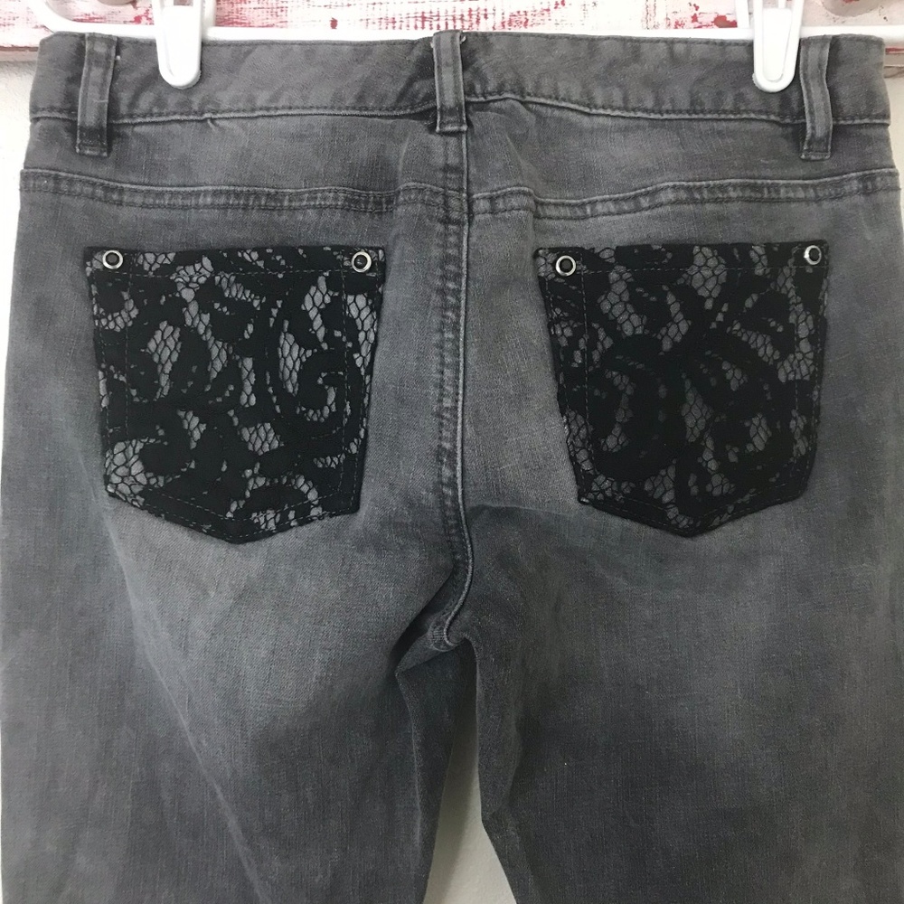 Michael Kors Gray Jeans with Black Lace Pockets - Picture 5 of 6